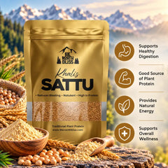 Khalis Sattu benefits - 100% pure roasted chickpea flour by The North Bliss