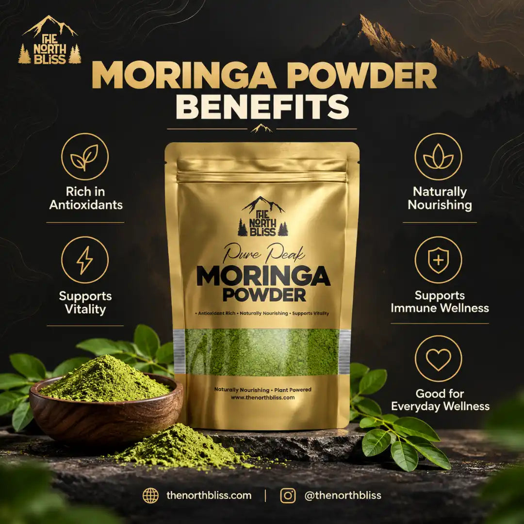 Pure Moringa Powder benefits - plant-based moringa leaf powder from Northern Pakistan