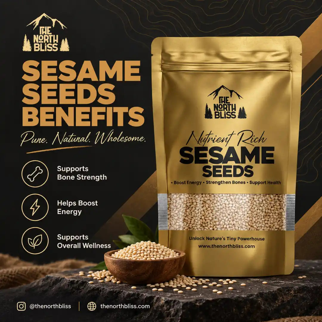 Pure Sesame Seeds benefits - 100% natural sesame seeds by The North Bliss