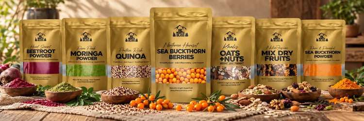 The North Bliss organic superfoods with Sea Buckthorn Berries, Quinoa, Moringa, Beetroot, Oats and Dry Fruits